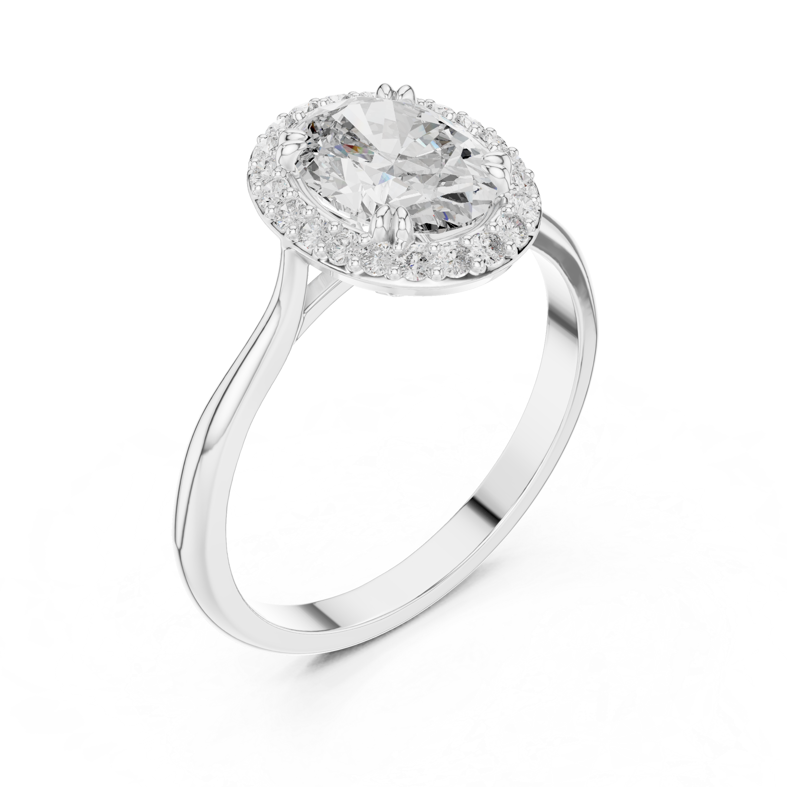 Olivia - Oval Halo Cathedral Laborgezüchteter Diamant Verlobungsring