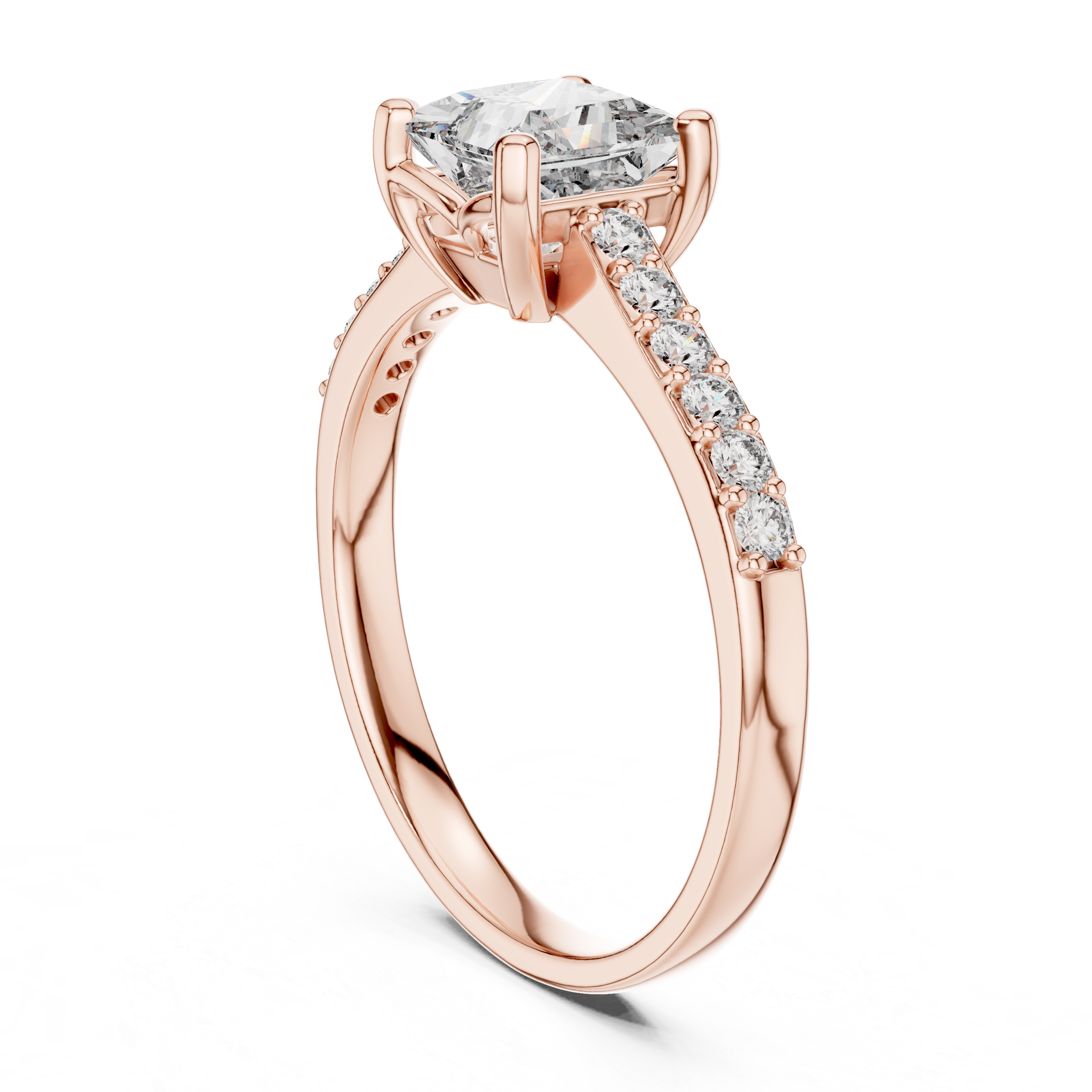 Nala - Princess Pavé Verlobungsring aus 14k Roségold mit einem funkelnden, laborgezüchteten Diamanten - handgefertigt & nachhaltig - von Labgrownlove