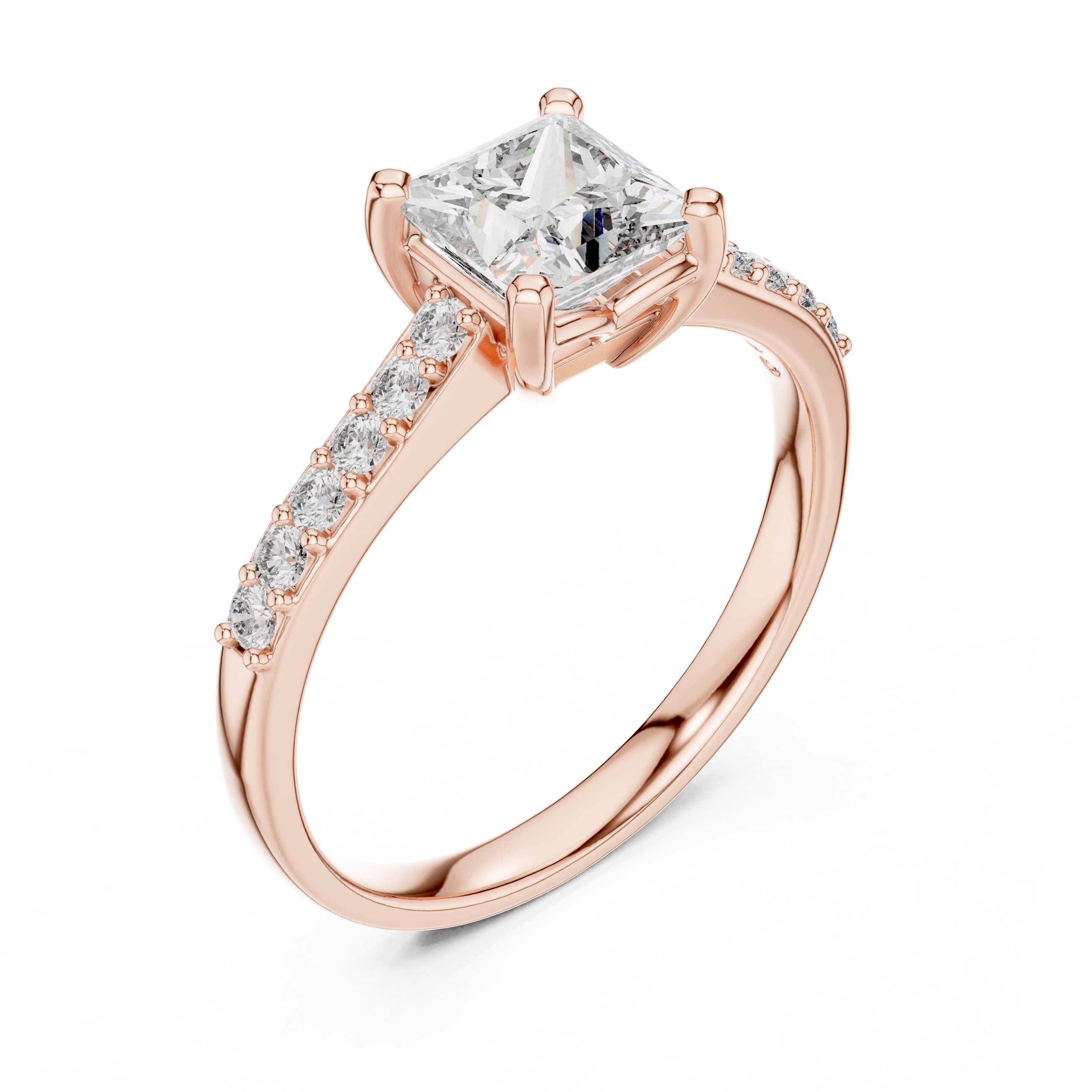 Nala - Princess Pavé Verlobungsring aus 14k Roségold mit einem funkelnden, laborgezüchteten Diamanten - handgefertigt & nachhaltig - von Labgrownlove