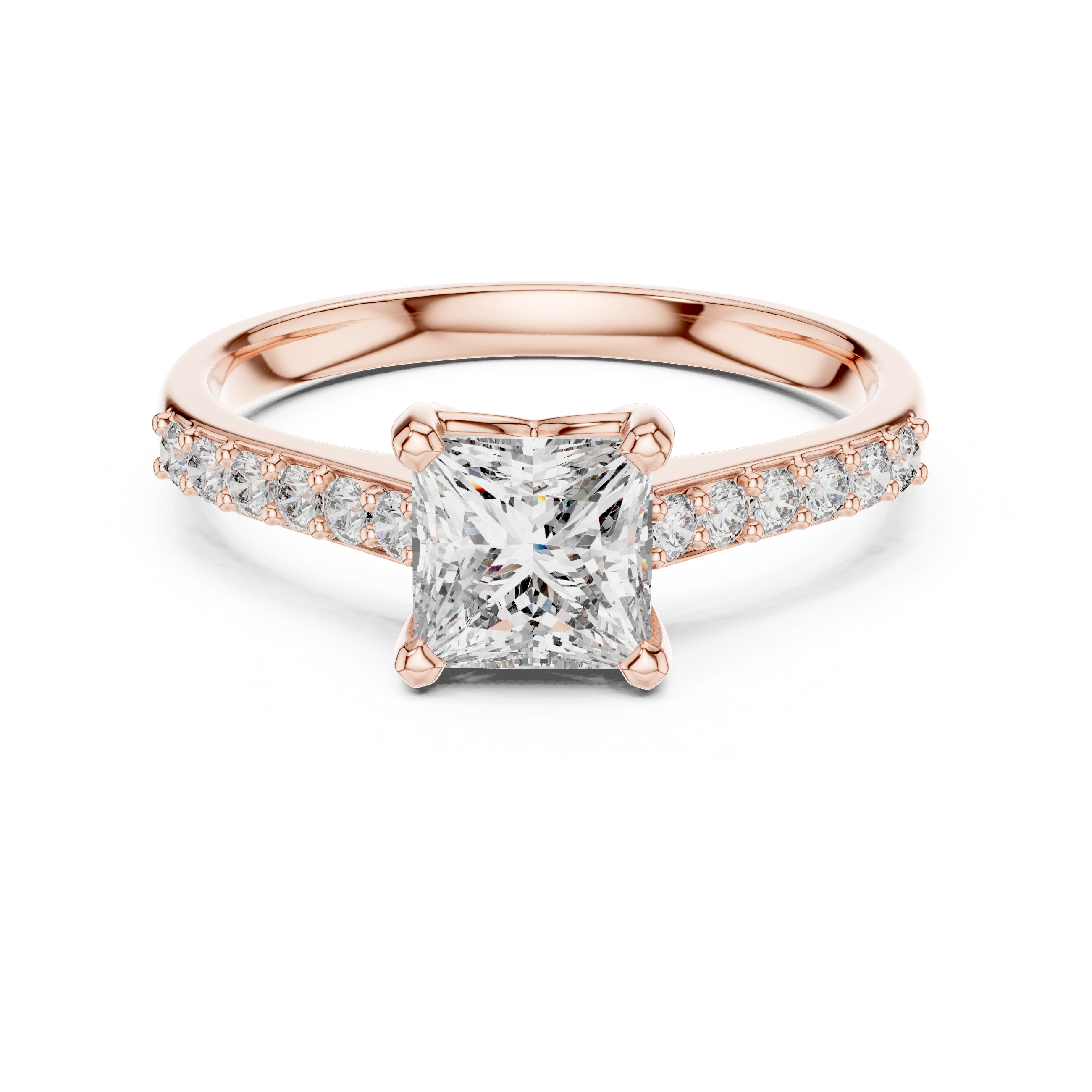 Nala - Princess Pavé Verlobungsring aus 14k Roségold mit einem funkelnden, laborgezüchteten Diamanten - handgefertigt & nachhaltig - von Labgrownlove