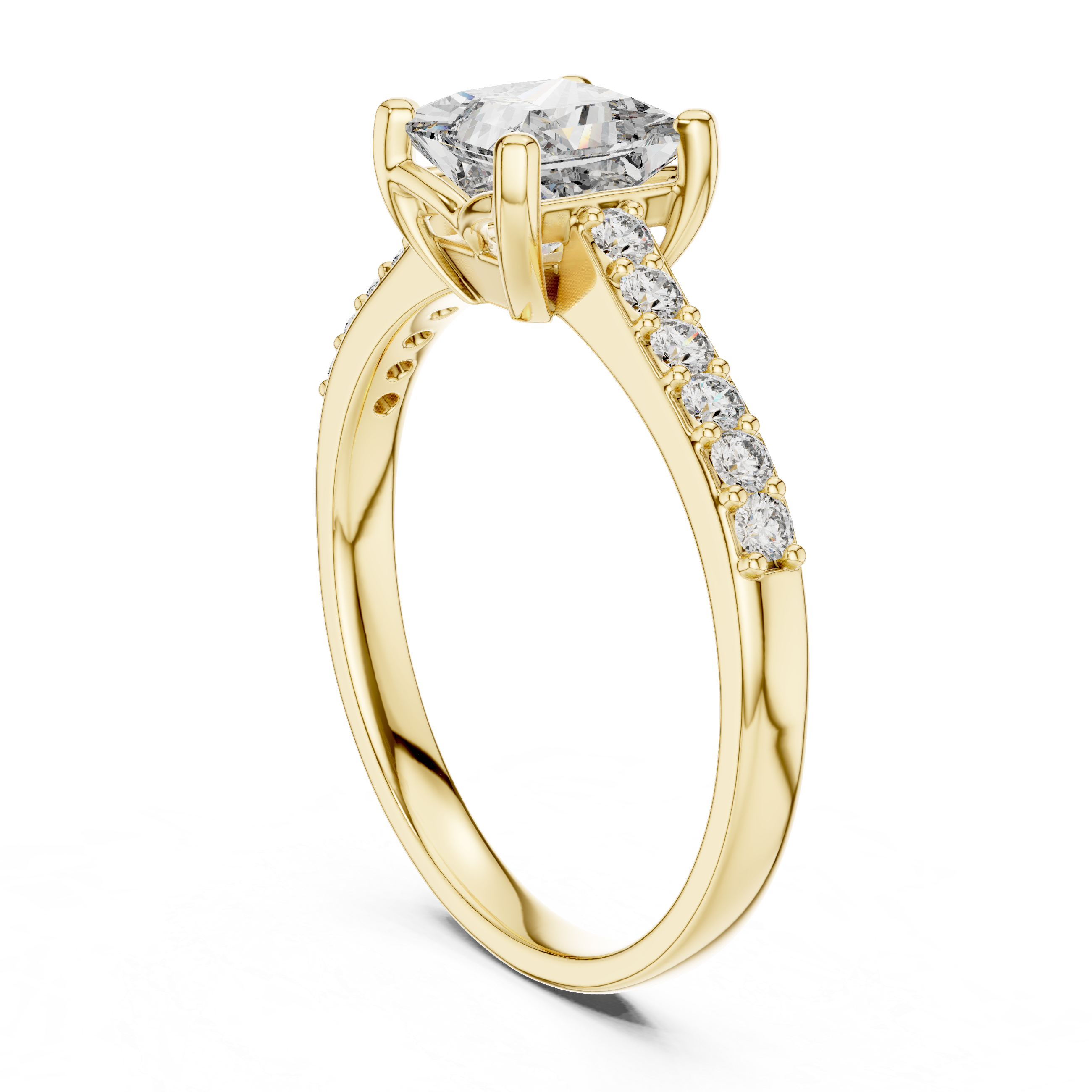 Nala - Princess Pavé Verlobungsring aus 14k Gelbgold mit einem funkelnden, laborgezüchteten Diamanten - handgefertigt & nachhaltig - von Labgrownlove