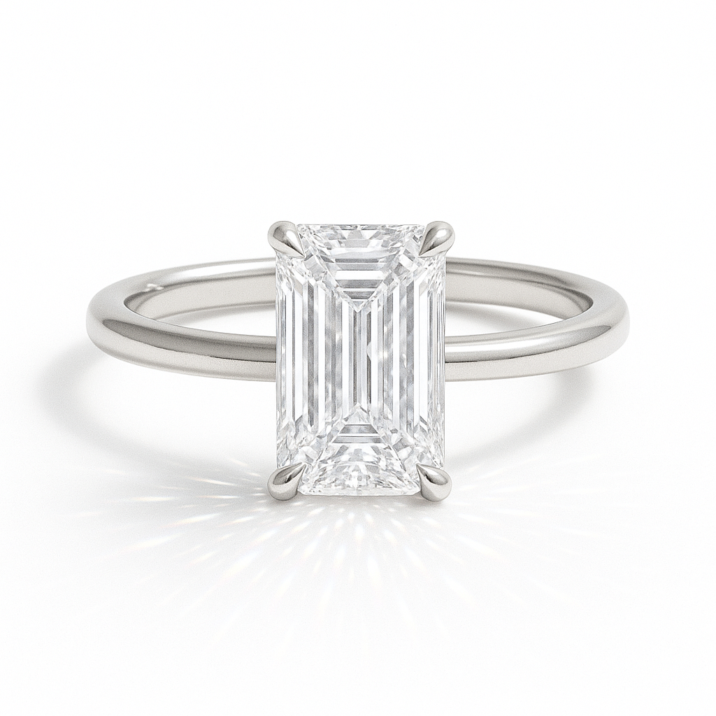 Celina Emerald Solitär Verlobungsring aus 14k Weißgold mit einem funkelnden, laborgezüchteten Diamanten – handgefertigt, nachhaltig, von Labgrownlove