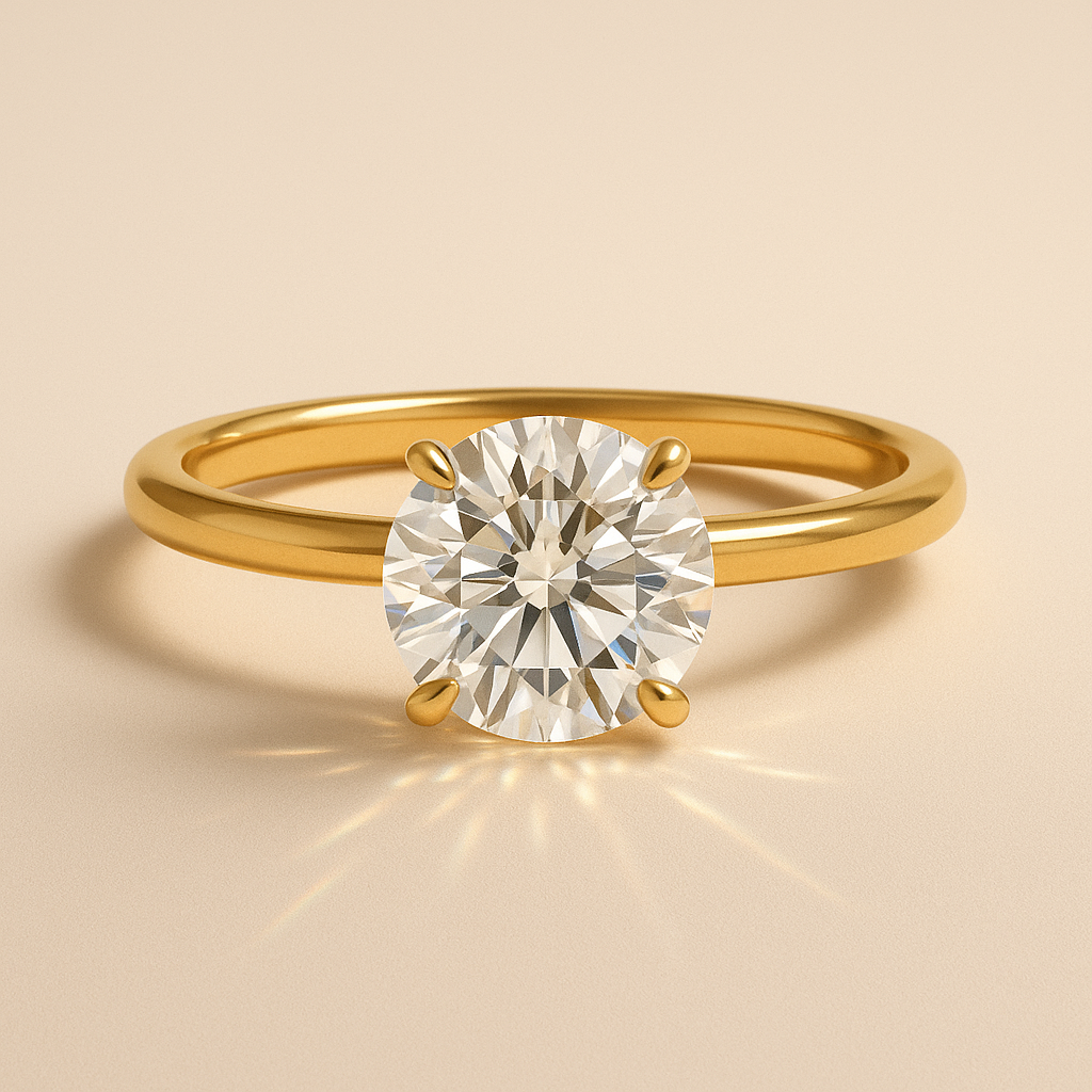 Ida - Brilliant Solitär Verlobungsring aus 14k Gelbgold mit einem funkelnden Diamanten - laborgezüchtet, handgefertigt & nachhaltig - von Labgrownlove