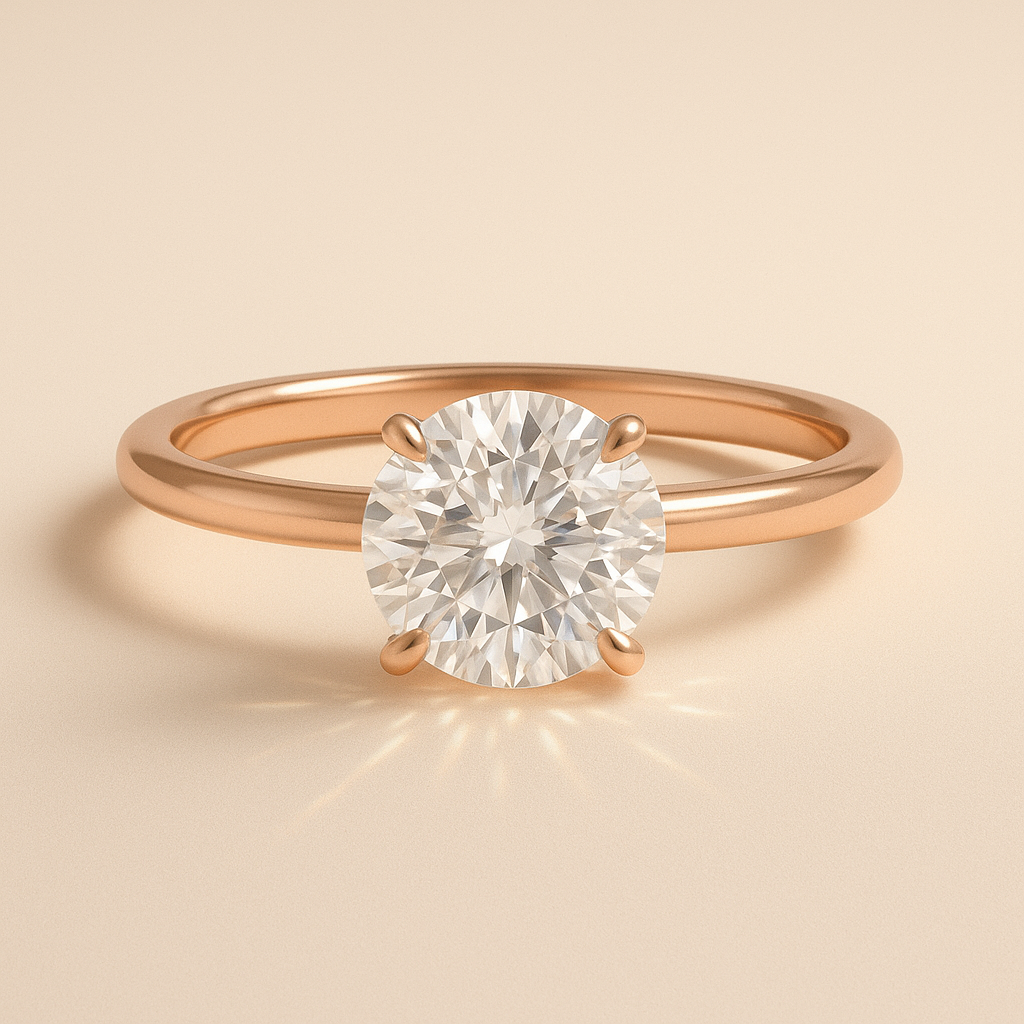 Ida - Brilliant Solitär Verlobungsring aus 14k Roségold mit einem funkelnden Diamanten - laborgezüchtet, handgefertigt & nachhaltig - von Labgrownlove