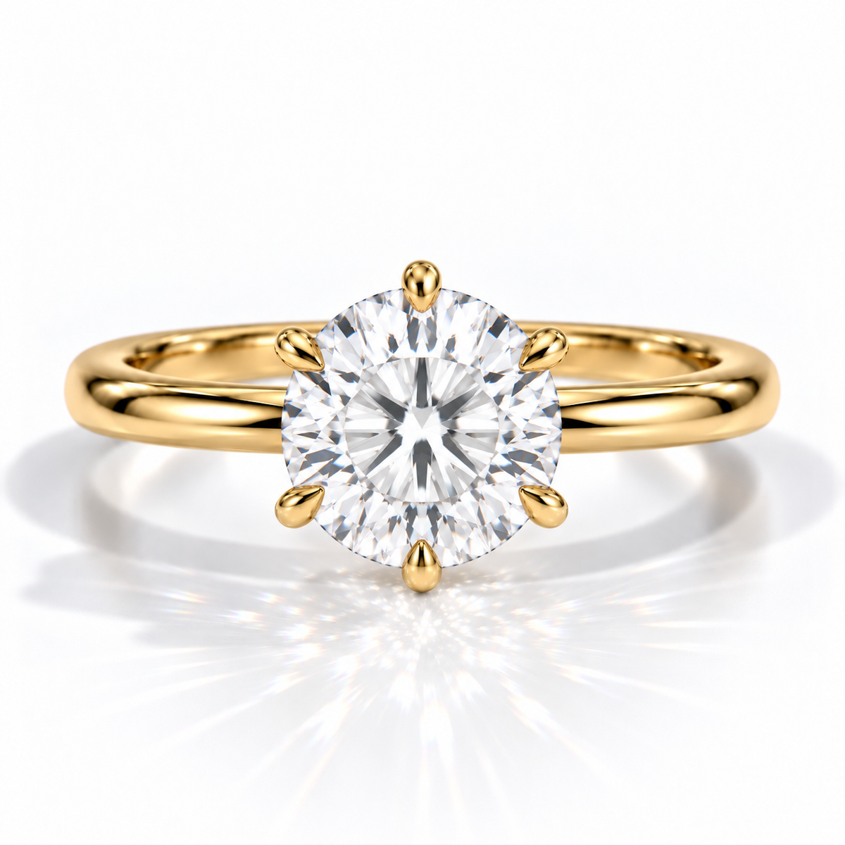 Paris - Brilliant Rund Solitär hidden halo Verlobungsring aus 14k und 18k Gelbgold mit einem funkelnden, Laborgezüchteten Diamanten mit 6-Krappen handgefertigt & nachhaltig - von Labgrownlove