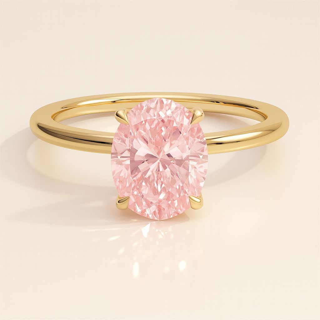 KYRA – Ovaler Solitär, 14K Verlobungsring mit einem laborgezüchteten fancy rosa Diamanten von Labgrownlove
