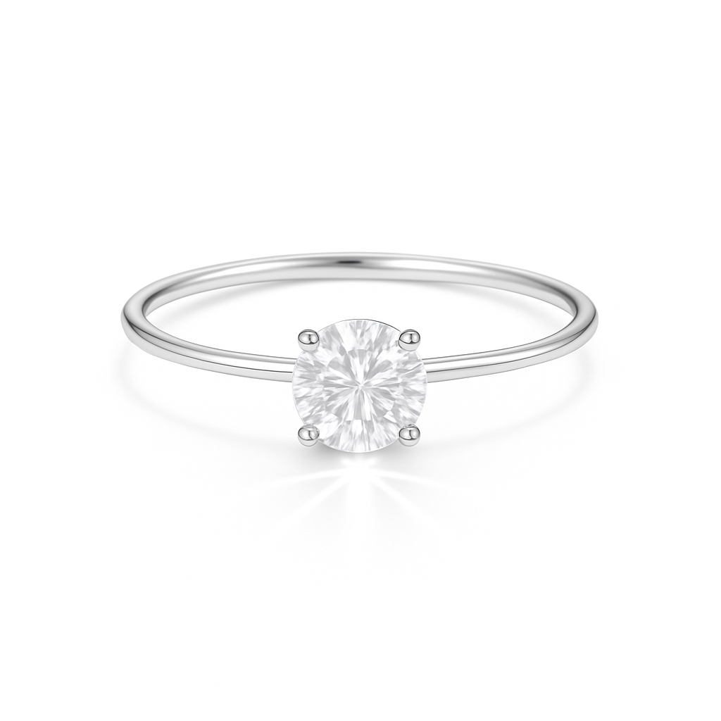 Emilia Brilliant Solitär Verlobungsring aus 14 Karat Weißgold mit einem funkelnden, laborgezüchteten Diamanten – handgefertigt, nachhaltig, von Labgrownlove