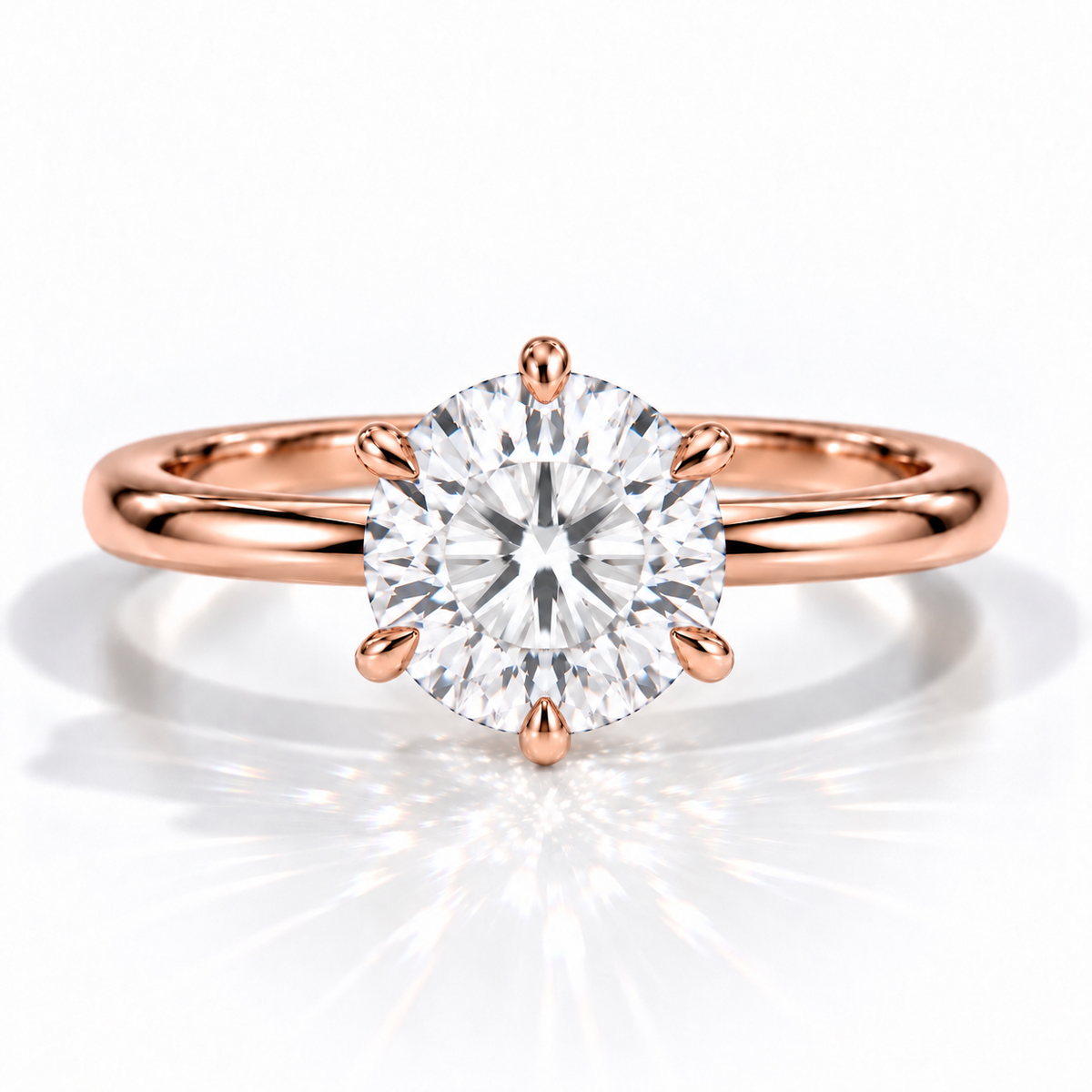 Paris - Brilliant Rund Solitär hidden halo Verlobungsring aus 14k und 18k Roségold mit einem funkelnden, Laborgezüchteten Diamanten mit 6-Krappen handgefertigt & nachhaltig - von Labgrownlove