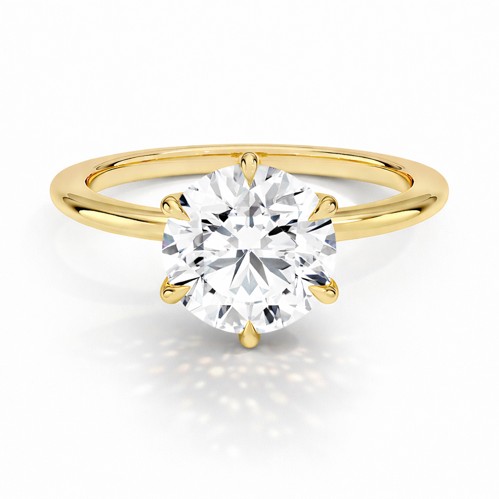 Sveta - Brilliant Solitär hidden halo Verlobungsring aus 14k Gelbgold mit einem funkelnden, natürlichen Diamanten - handgefertigt & nachhaltig - von Labgrownlove