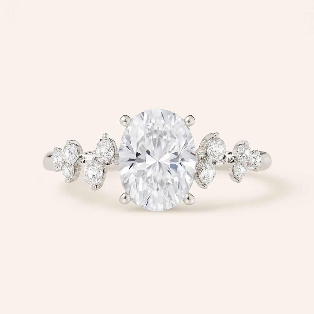 Floral – Oval Verlobungsring, Laborgezüchteter Diamant