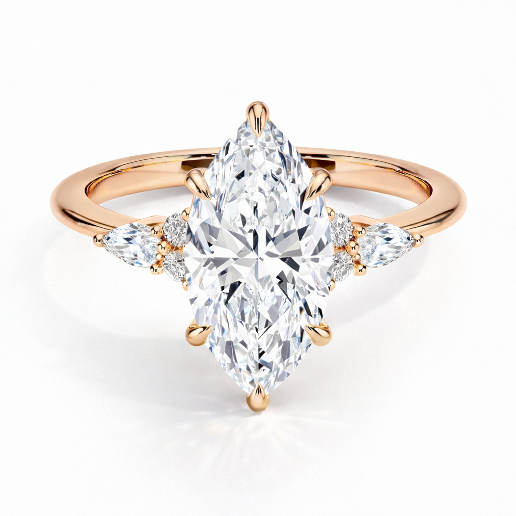 Chanel - Marquise Triology Verlobungsring aus 14k Roségold mit einem funkelnden, laborgezüchteten Diamanten - handgefertigt & nachhaltig - von Labgrownlove