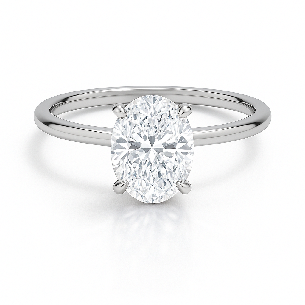 Mira Oval Solitär Verlobungsring aus 14k Weißgold mit einem funkelnden, laborgezüchteten Diamanten – handgefertigt, nachhaltig, von Labgrownlove