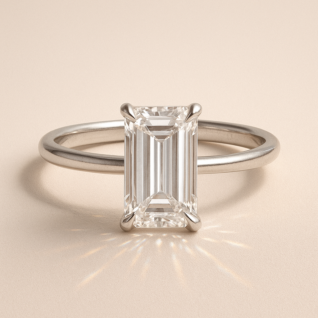 Celina Emerald Solitär Verlobungsring aus 14k Weißgold mit einem funkelnden, laborgezüchteten Diamanten – handgefertigt, nachhaltig, von Labgrownlove