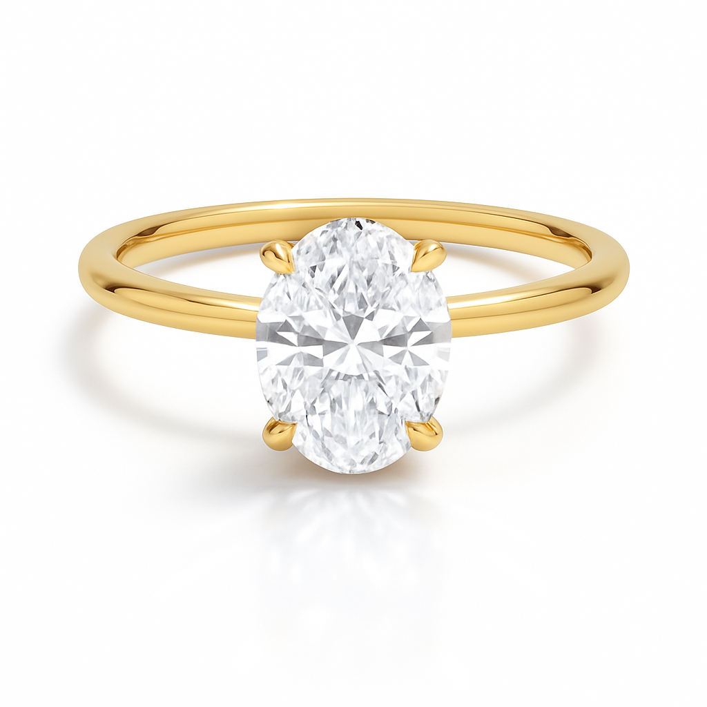 Mira Oval Solitär Verlobungsring aus 14k Gelbgold mit einem funkelnden, laborgezüchteten Diamanten – handgefertigt, nachhaltig, von Labgrownlove