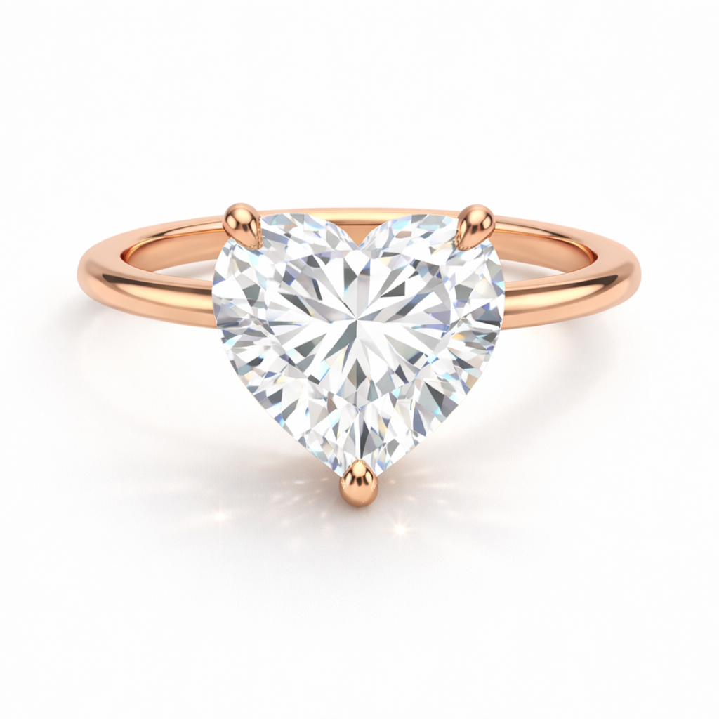 Lisa Herz Solitär Verlobungsring aus 14k Roségold mit einem funkelnden, laborgezüchteten Diamanten – handgefertigt, nachhaltig, von Labgrownlove