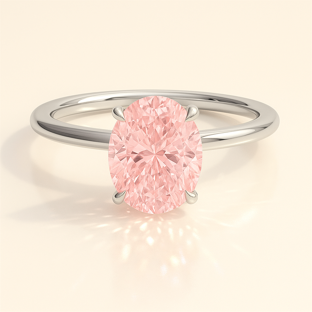 KYRA – Ovaler Solitär, 14K Verlobungsring mit einem laborgezüchteten 
fancy Rosa Diamanten von Labgrownlove