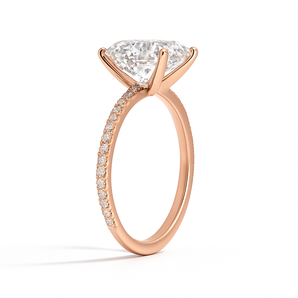 Roya Radiant Pavé Verlobungsring aus 14k Roségold mit einem funkelnden, laborgezüchteten Diamanten – handgefertigt, nachhaltig, von Labgrownlove