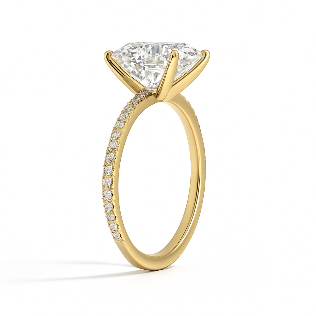 Roya Radiant Pavé Verlobungsring aus 14k Gelbgold mit einem funkelnden, laborgezüchteten Diamanten – handgefertigt, nachhaltig, von Labgrownlove