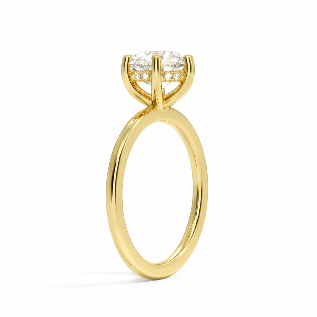Sveta - Brilliant Solitär hidden halo Verlobungsring aus 14k Gelbgold mit einem funkelnden, natürlichen Diamanten - handgefertigt & nachhaltig - von Labgrownlove