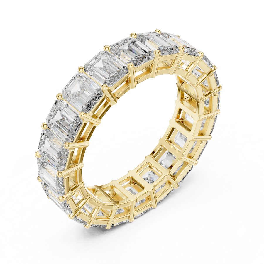Memoire-Ring aus Gelbgold mit Labordiamanten im Emerald-Schliff