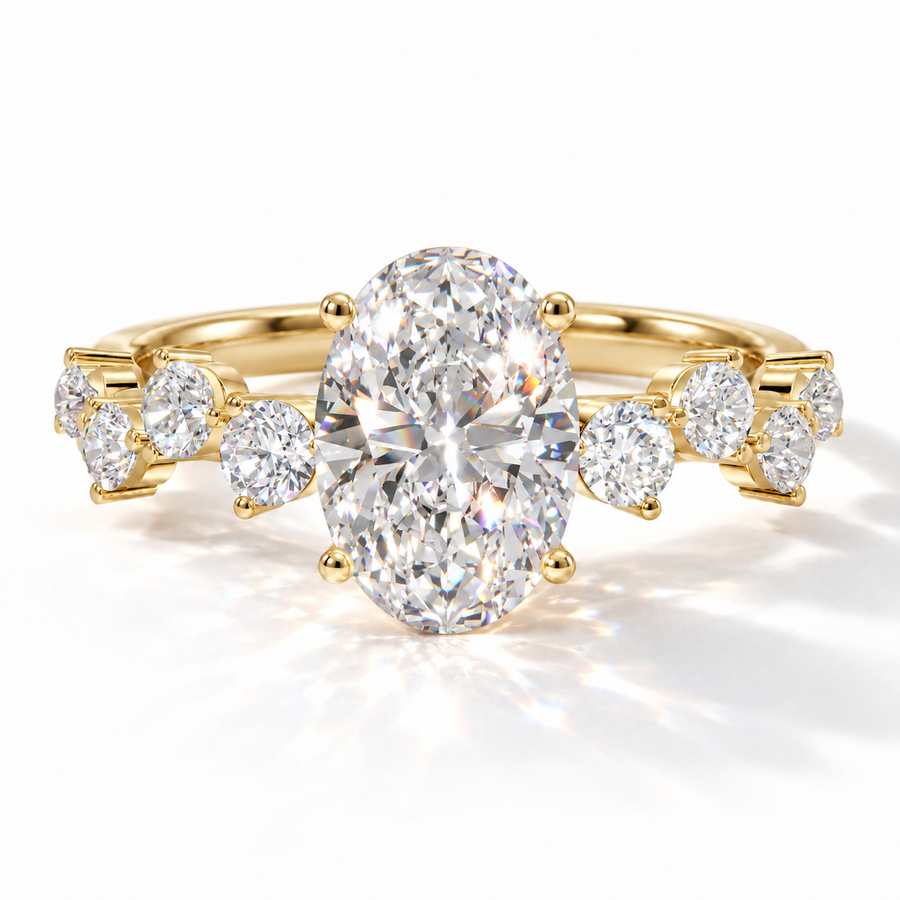 Florida – Oval Verlobungsring Cluster, Laborgezüchteter Diamant