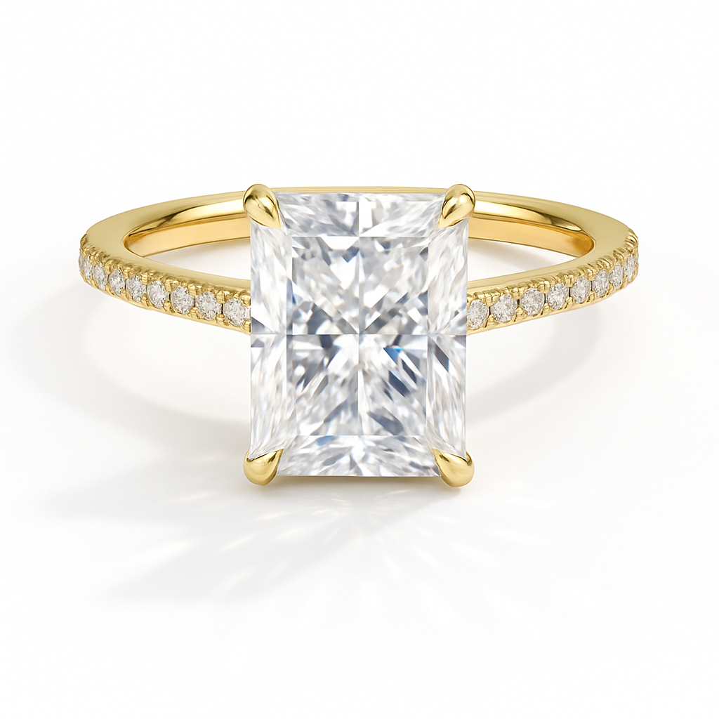 Roya Radiant Pavé Verlobungsring aus 14k Gelbgold mit einem funkelnden, laborgezüchteten Diamanten – handgefertigt, nachhaltig, von Labgrownlove