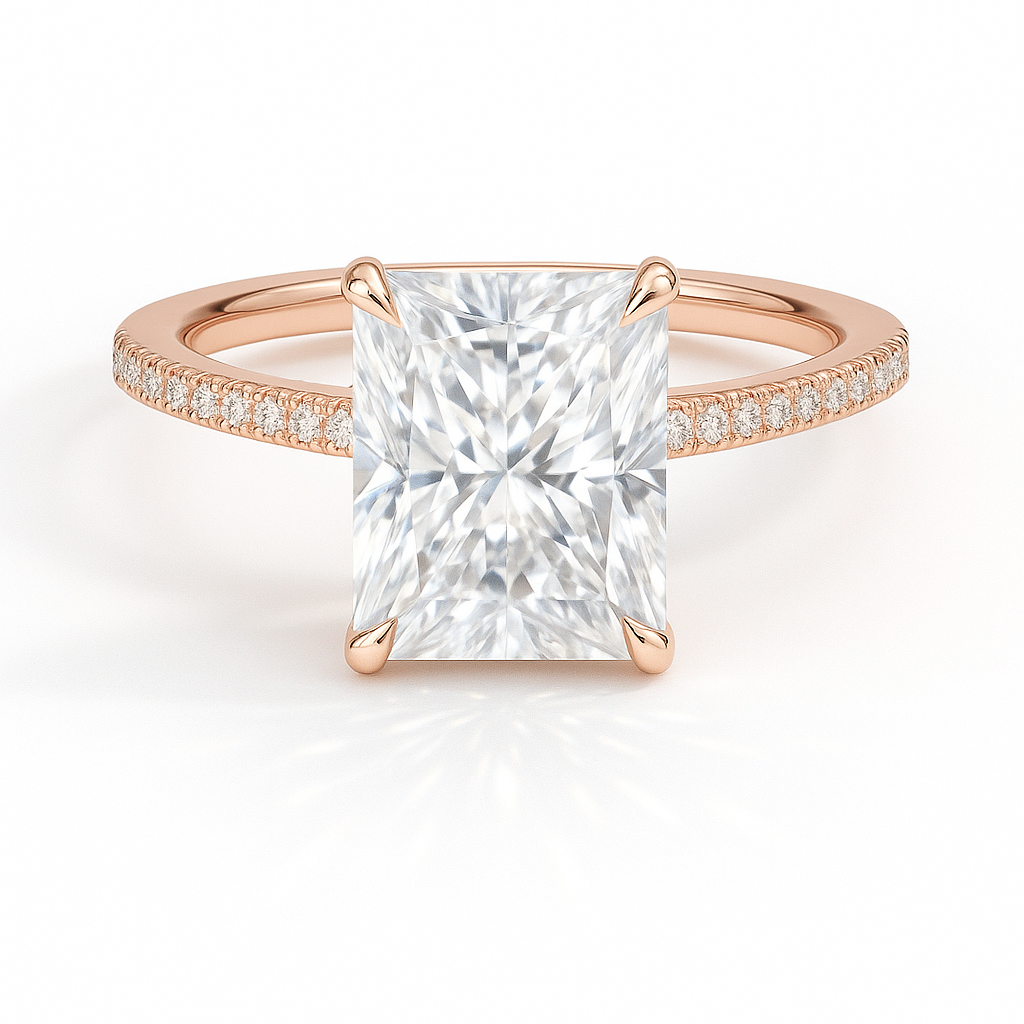 Roya Radiant Pavé Verlobungsring aus 14k Roségold mit einem funkelnden, laborgezüchteten Diamanten – handgefertigt, nachhaltig, von Labgrownlove