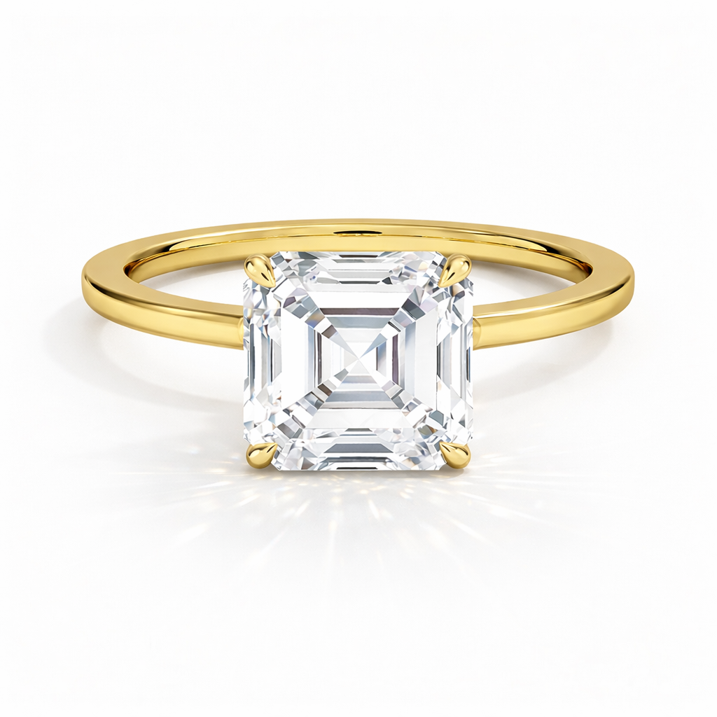 Clara - Asscher Solitär Verlobungsring aus 14k Gelbgold mit einem funkelnden, laborgezüchteten Diamanten - handgefertigt & nachhaltig - von Labgrownlove