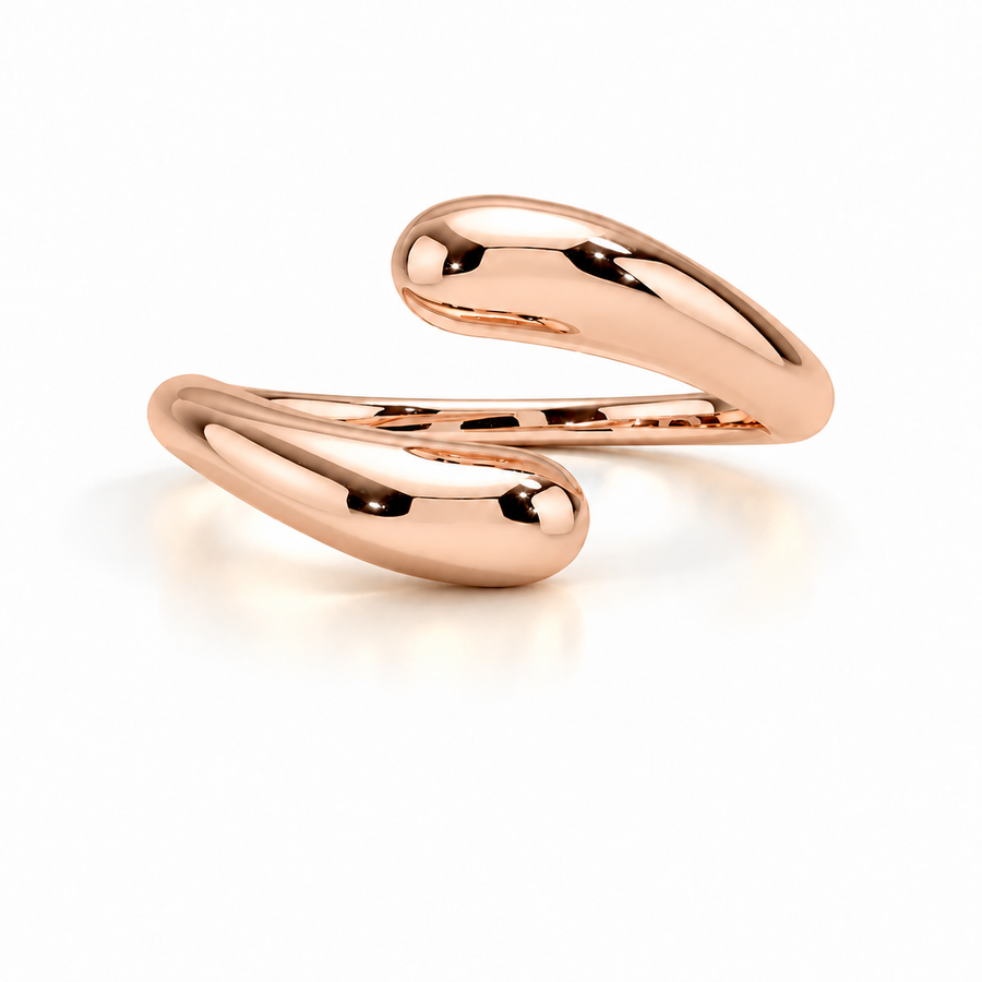 Skulpturaler Bypass-Ring aus Roségold
