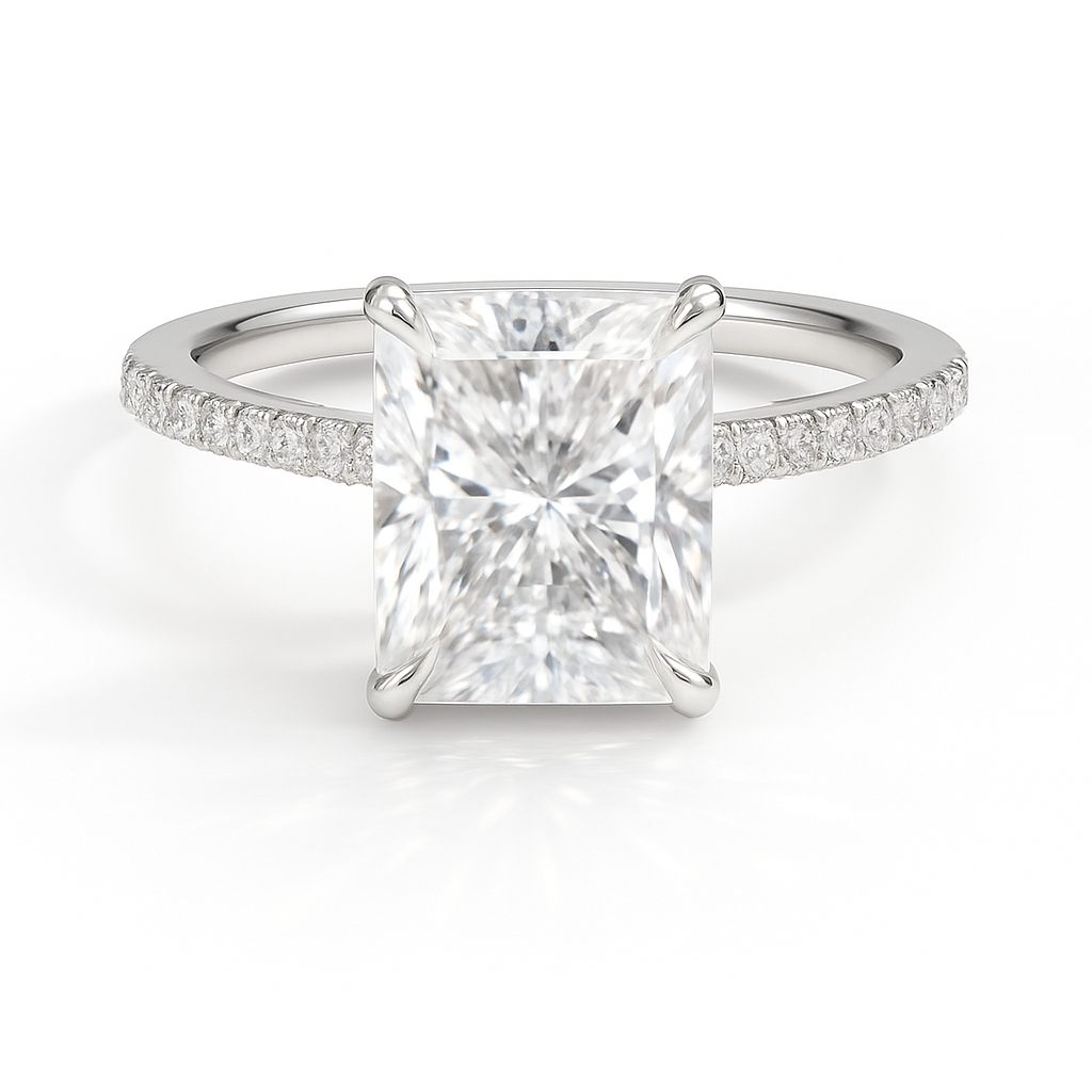 Roya Radiant Pavé Verlobungsring aus Weißgold mit einem funkelnden, laborgezüchteten Diamanten – handgefertigt, nachhaltig, von Labgrownlove