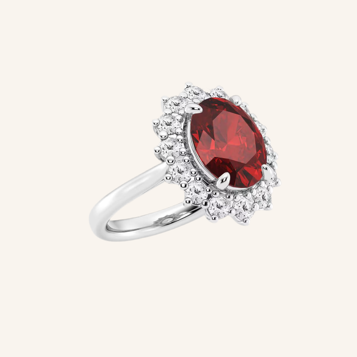 „Petunia“ Halo Brilliant Lab grown Diamant Ringe Lab Diamond Labgrownlove Handgefertigt Jetzt einkaufen oval rot