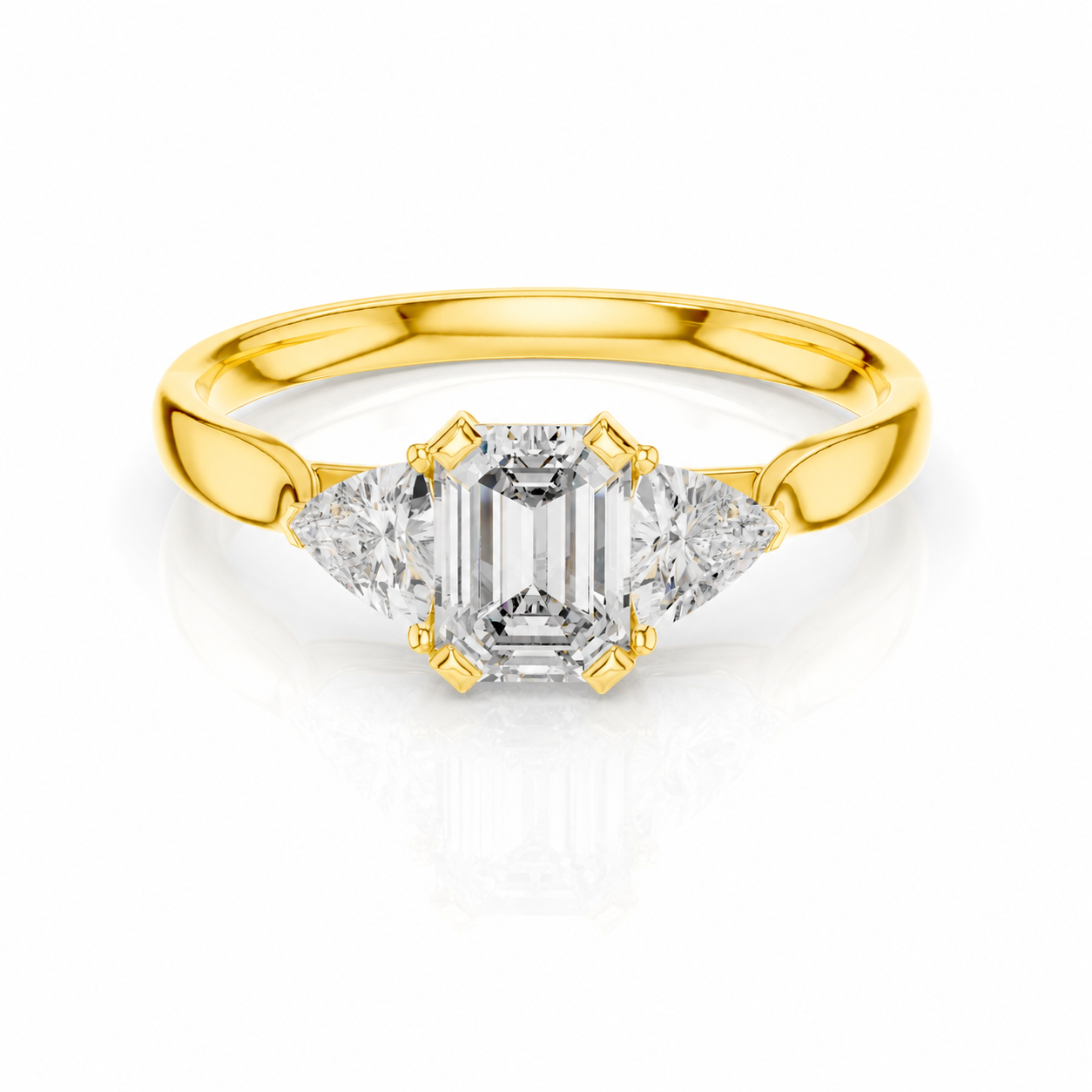Oktavia - Cathedral Verlobungsring aus 14k Gelbgold mit einem funkelnden, laborgezüchteten Diamanten - handgefertigt & nachhaltig - von Labgrownlove