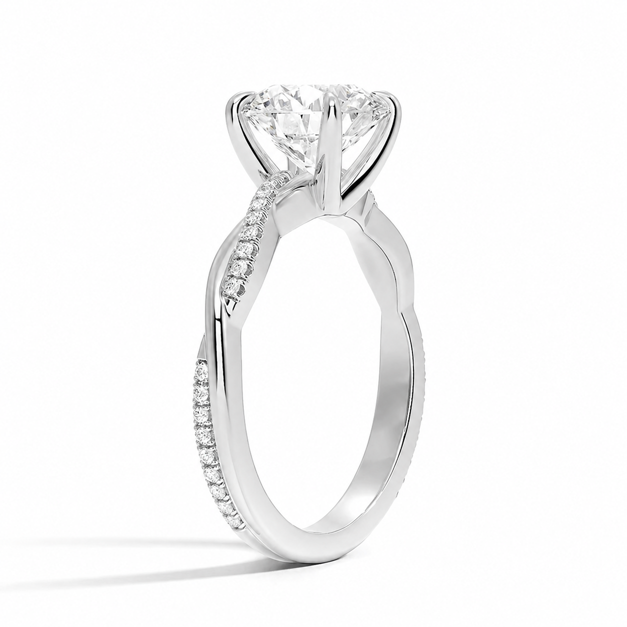 Eliana Twist Pave Verlobungsring aus 14k Weißgold mit einem funkelnden, laborgezüchteten Diamanten – handgefertigt, nachhaltig, von Labgrownlove - Seite