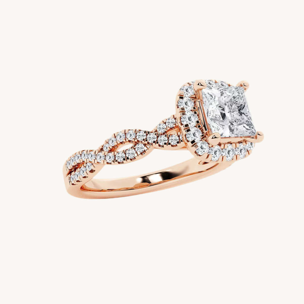 „Luna“ Halo Princess Lab grown Diamant Verlobungsring Ringe Lab Diamond Labgrownlove Handgefertigt Jetzt einkaufen rose