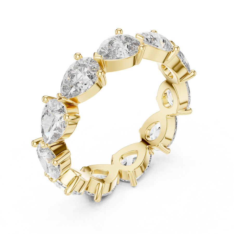 Memoire-Ring aus Gelbgold mit Labordiamanten im Tropfenschliff