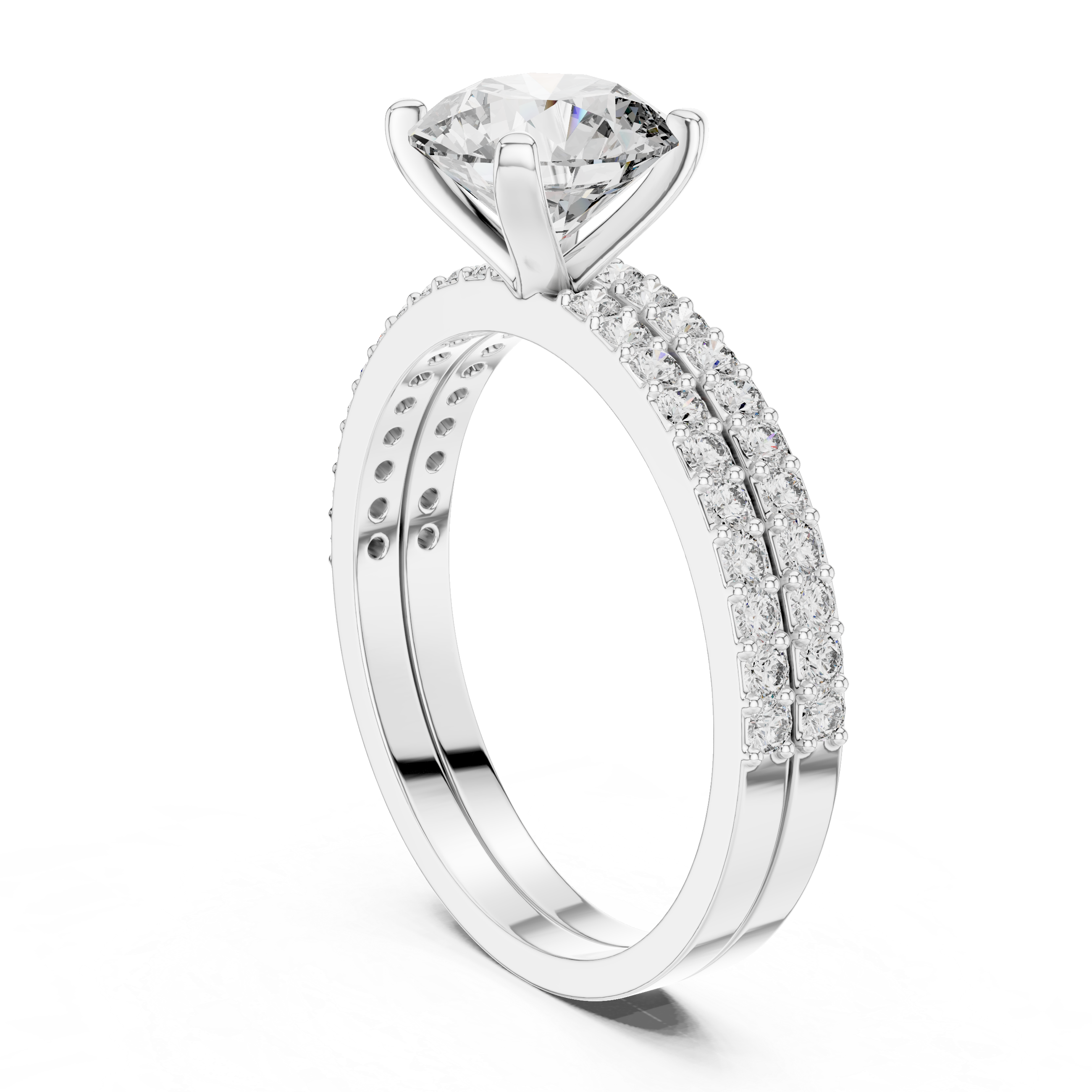 Diamond ring with clusters small diamonds in silver