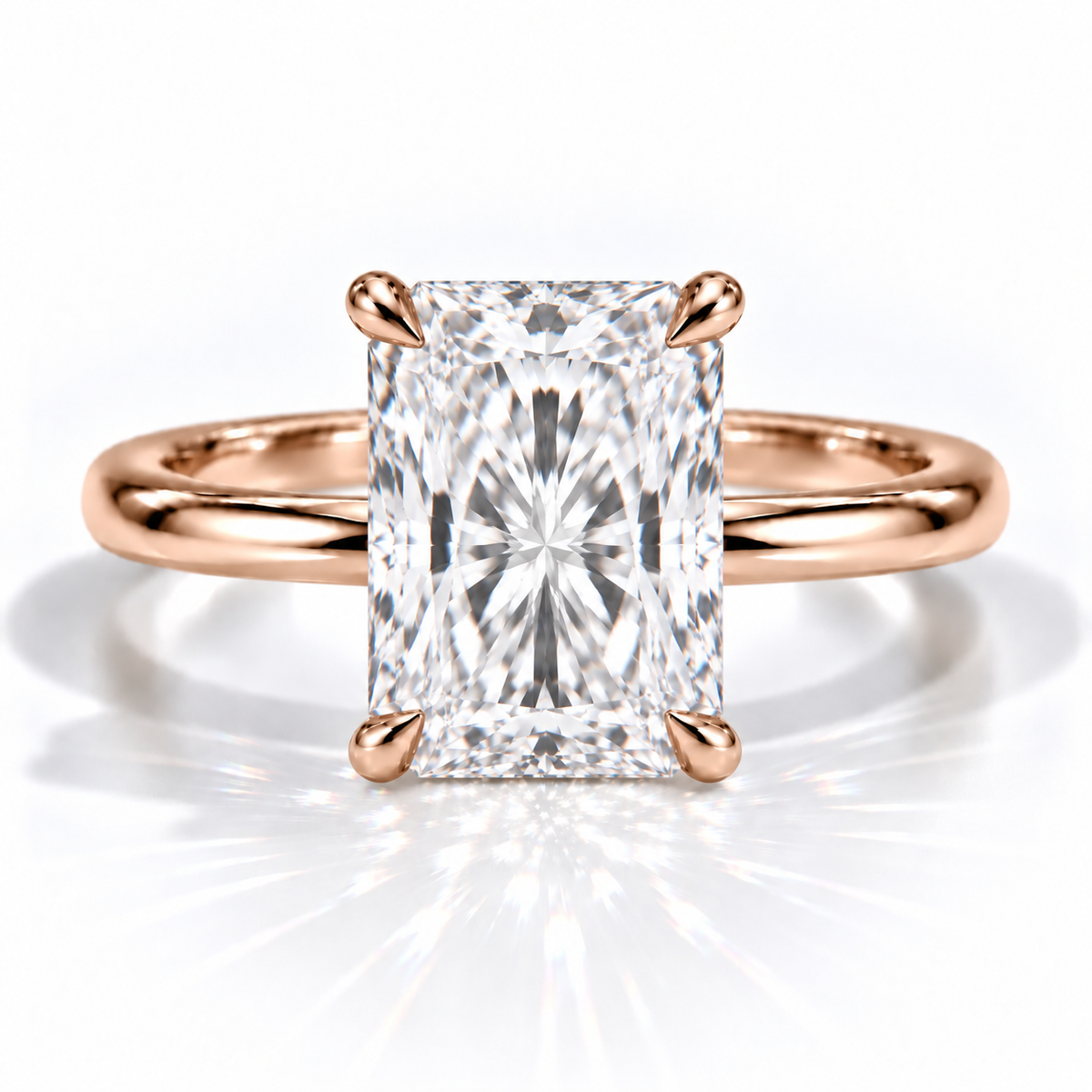 Radiant Solitär-Verlobungsring aus 14 Karat Roségold mit Labordiamant