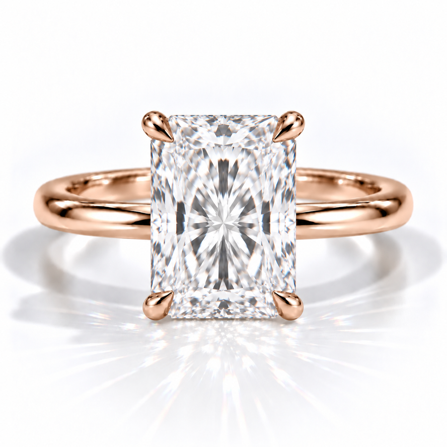 Radiant Solitär-Verlobungsring aus 14 Karat Roségold mit Labordiamant