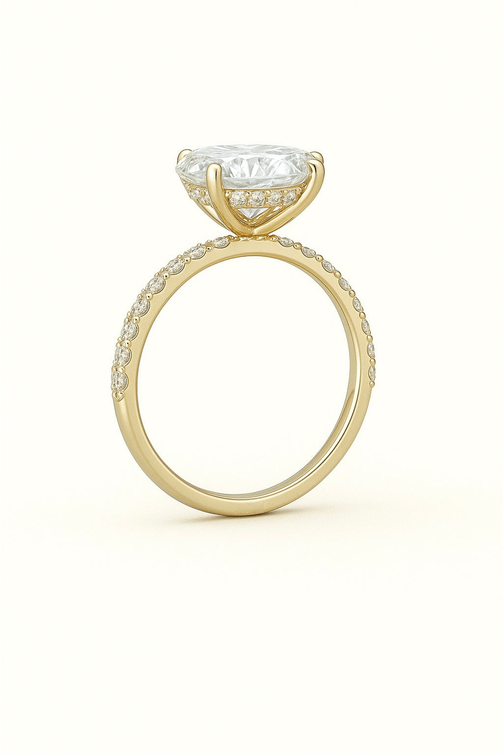 Scarlett – Oval Pavé hidden Halo Verlobungsring, Laborgezüchteter Diamant