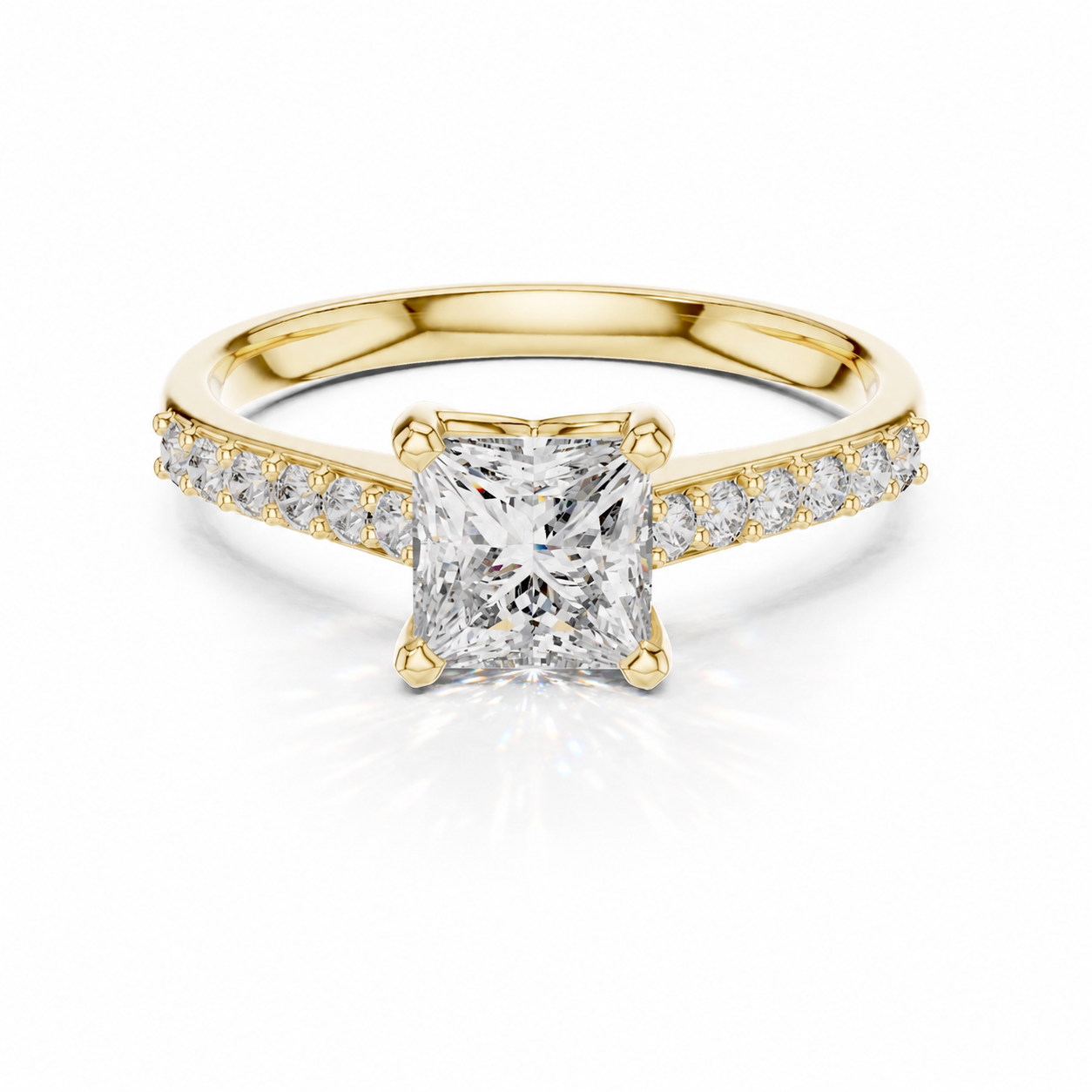 Nala - Princess Pavé Verlobungsring aus 14k Gelbgold mit einem funkelnden, laborgezüchteten Diamanten - handgefertigt & nachhaltig - von Labgrownlove