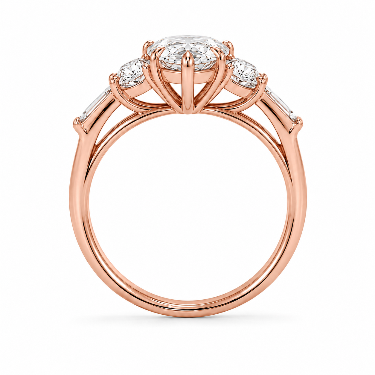 Livia - Marquise oval Baguette Laborgezüchteter Diamant Verlobungsring