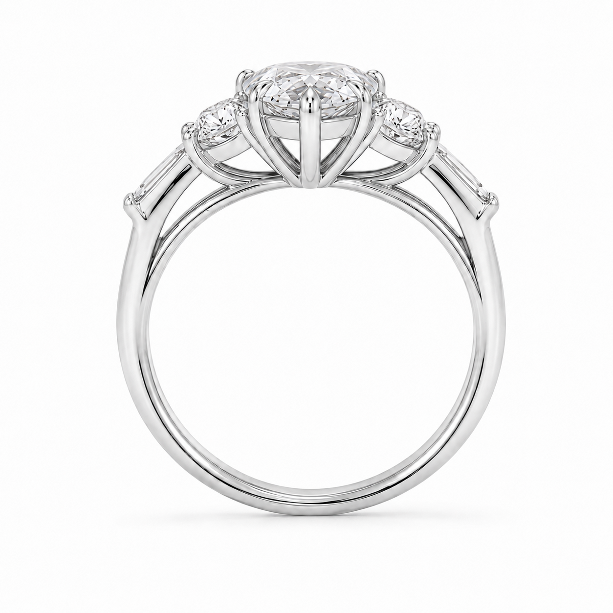 Livia - Marquise oval Baguette Laborgezüchteter Diamant Verlobungsring