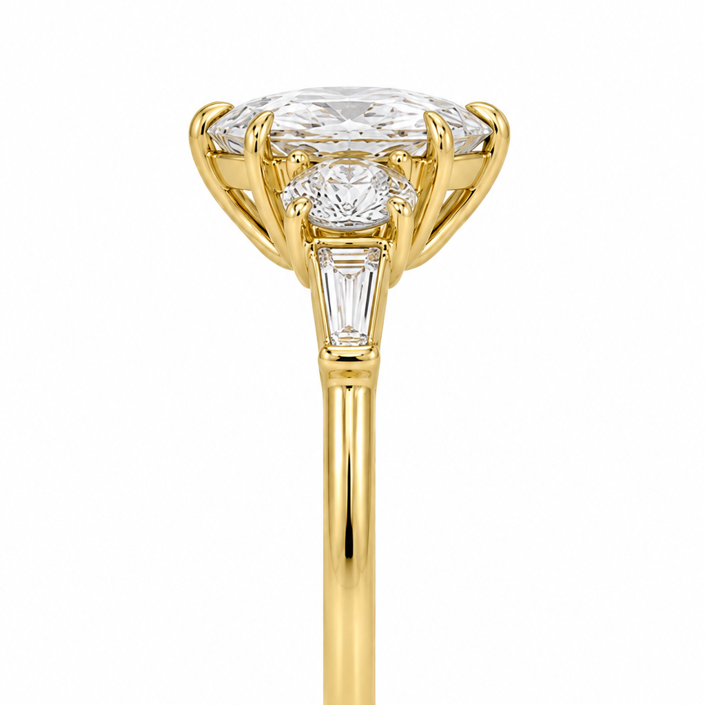 Livia - Marquise oval Baguette Laborgezüchteter Diamant Verlobungsring