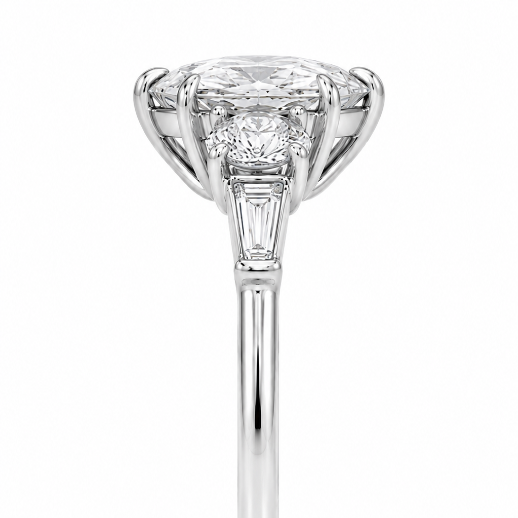 Livia - Marquise oval Baguette Laborgezüchteter Diamant Verlobungsring