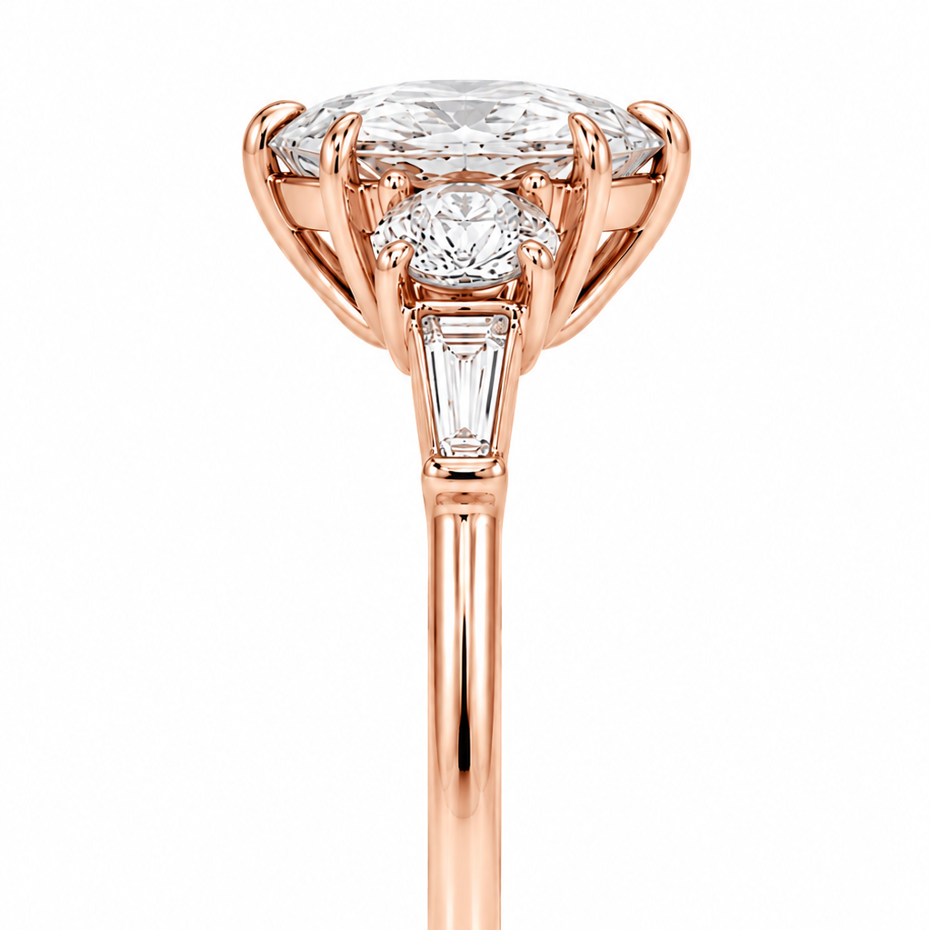 Livia - Marquise oval Baguette Laborgezüchteter Diamant Verlobungsring