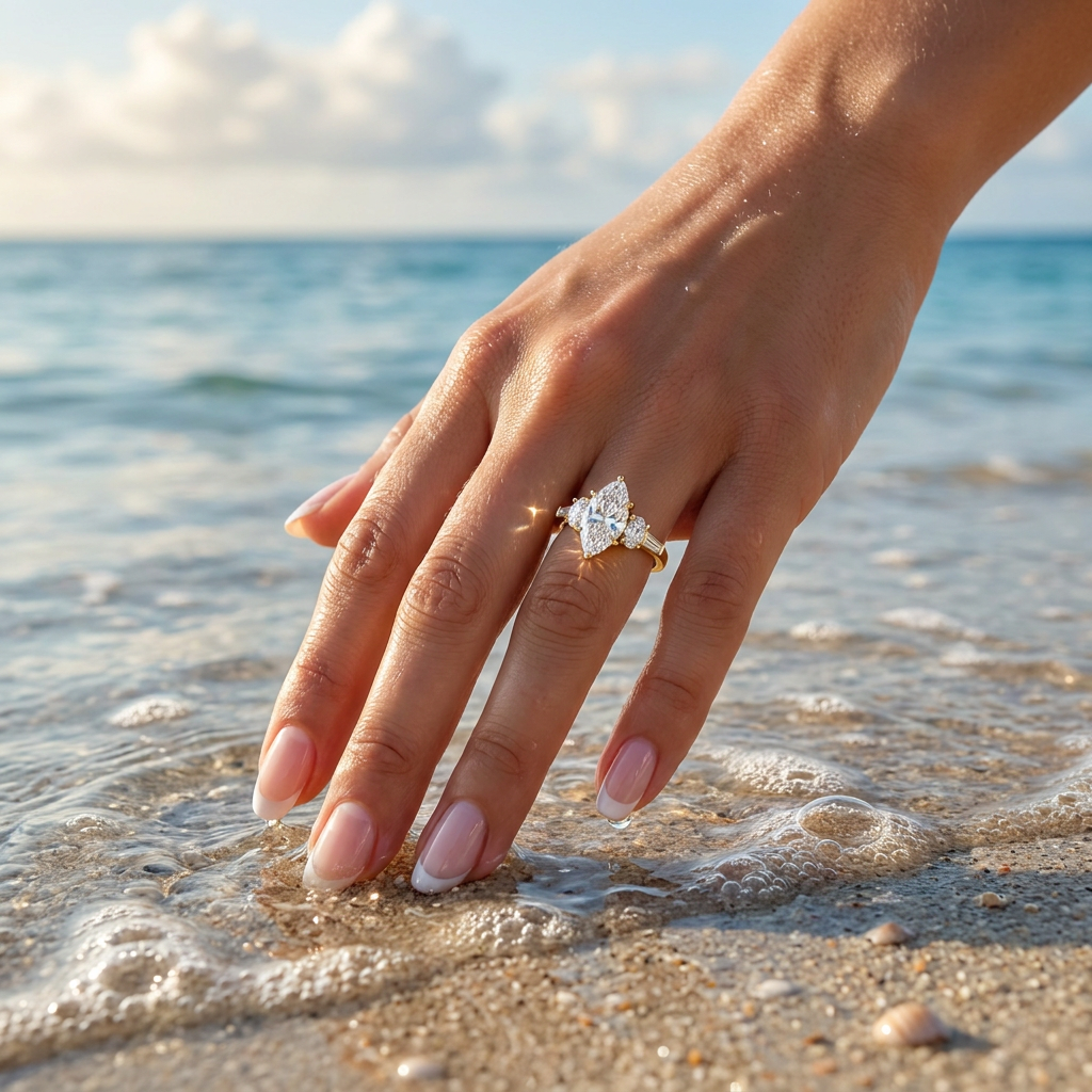 Livia - Marquise oval Baguette Laborgezüchteter Diamant Verlobungsring