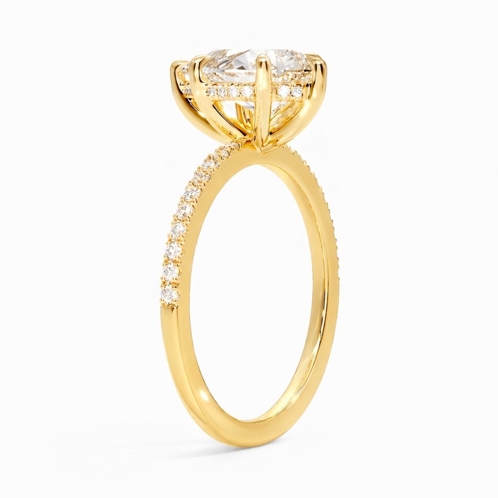 Inna - Tropfen Pavé | hidden Halo Verlobungsring aus 14k Gelbgold mit einem funkelnden, laborgezüchteten Diamanten - handgefertigt & nachhaltig - von Labgrownlove