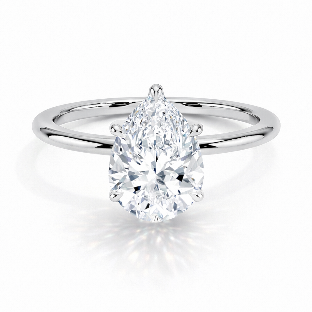 Kate - Tropfen Solitär Verlobungsring aus 14k Weißgold mit einem funkelnden, laborgezüchteten Diamanten - handgefertigt & nachhaltig - Labgrownlove