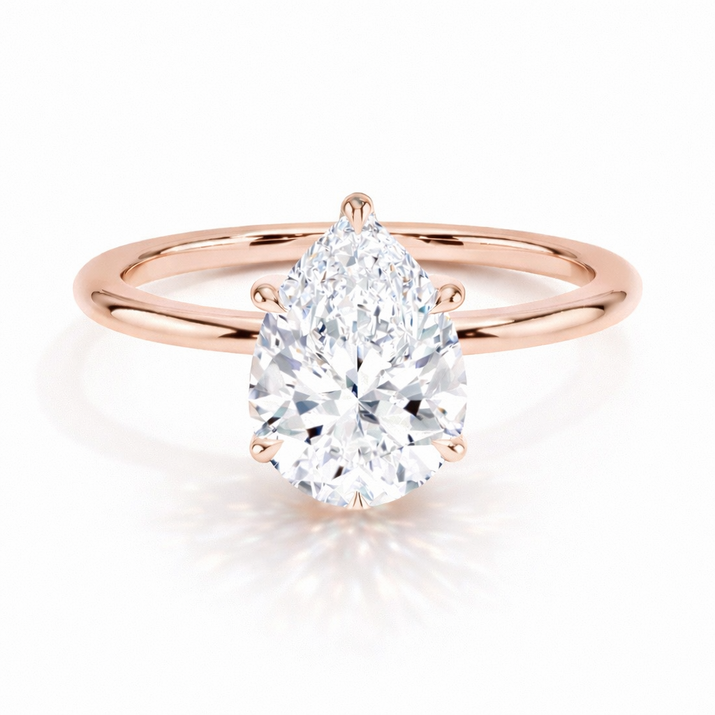 Kate - Tropfen Solitär Verlobungsring aus 14k Roségold mit einem funkelnden, laborgezüchteten Diamanten - handgefertigt & nachhaltig - Labgrownlove