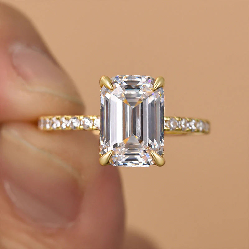 Shelly Verlobungsring – Emerald Cut Lab grown Diamant mit Seitendiamanten Ringe Lab Diamond Labgrownlove Handgefertigt